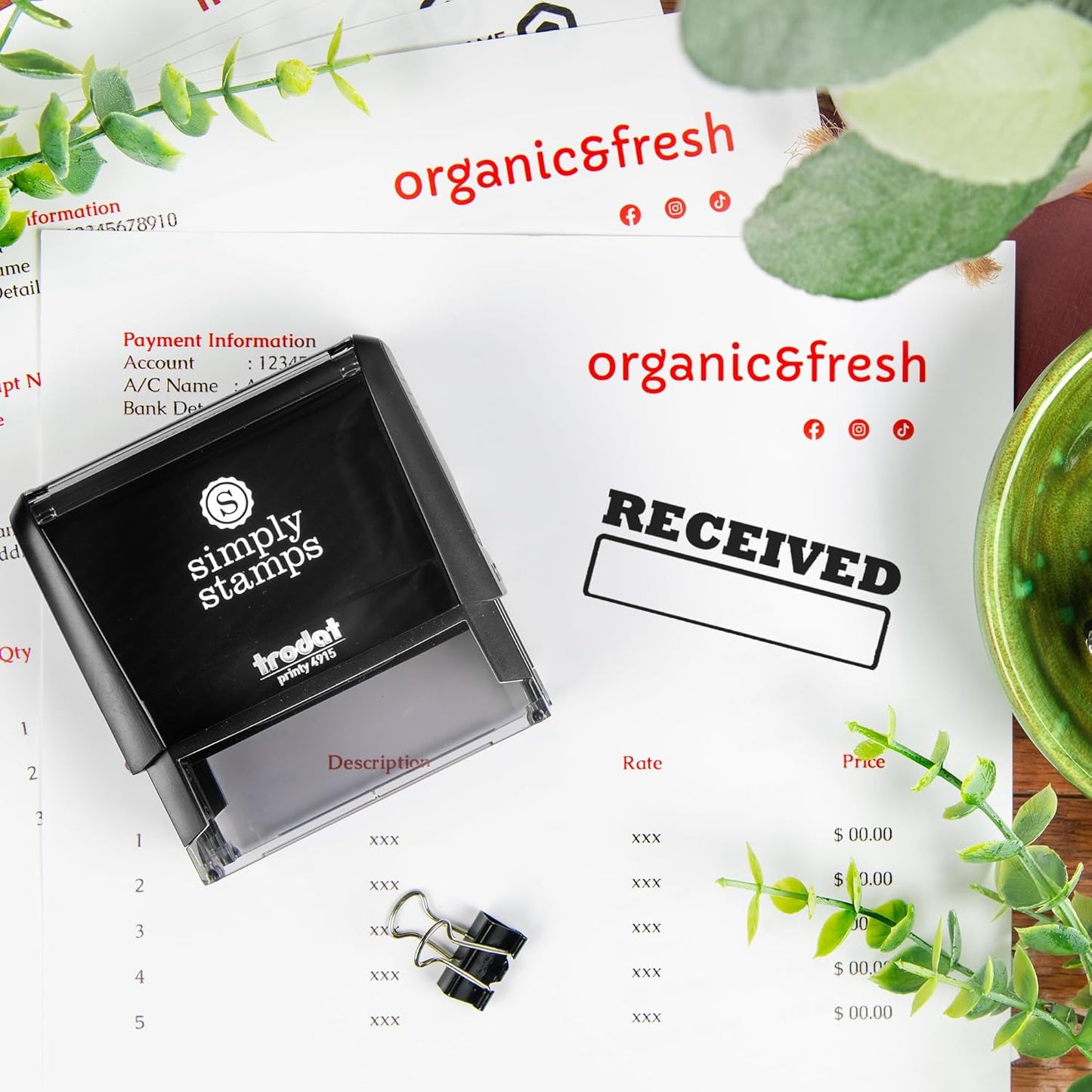 Received Office Stamp | 4 Different Sizes | 20 Designs | Multiple Color Options | Perfect for Quick Validation of Office Documents (Received, Xtra Wide)