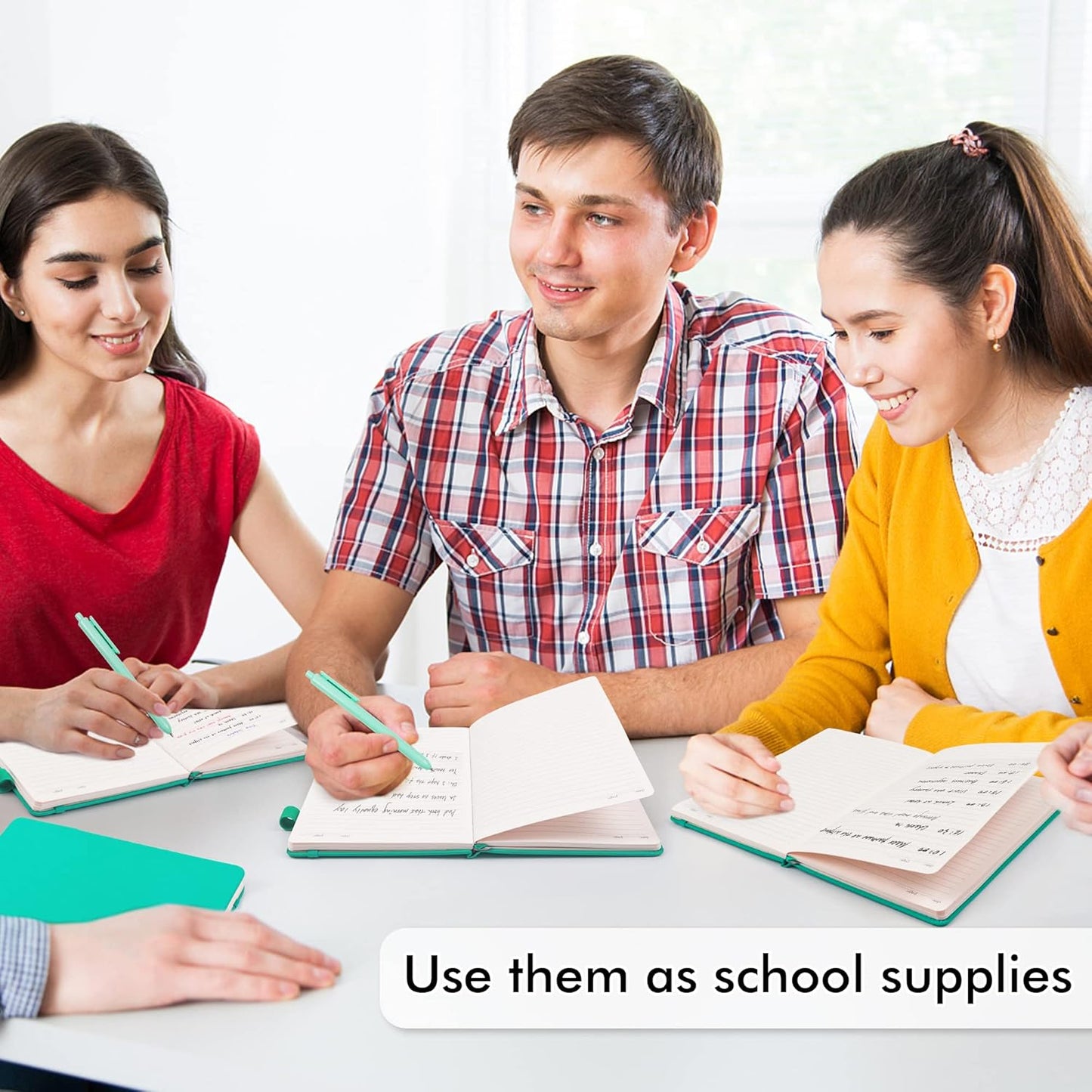 feela 24 Pack Journal Notebook Bulk for Work, Business Notebook Hardcover Lined Writing Journal with Pen Holder for Men Women Note Taking, with 24 Black Pens, 120 GSM, 5.1”x8.3”, A5, Aqua