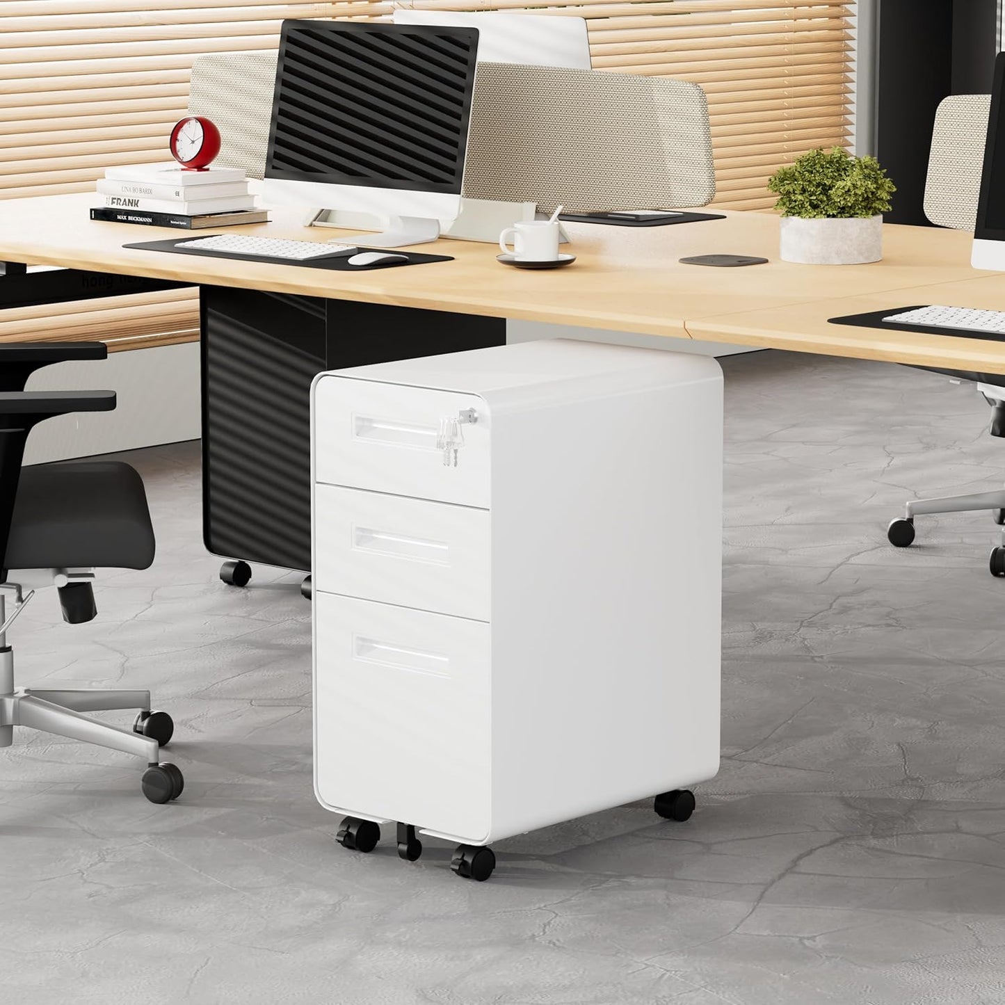 3 Drawer File Cabinet With Lock and 4 Keys, Mobile Metal Filing Cabinet for Home Office, Under Desk, Pre-Assembly, Letter/Legal/A4 Hanging Folders