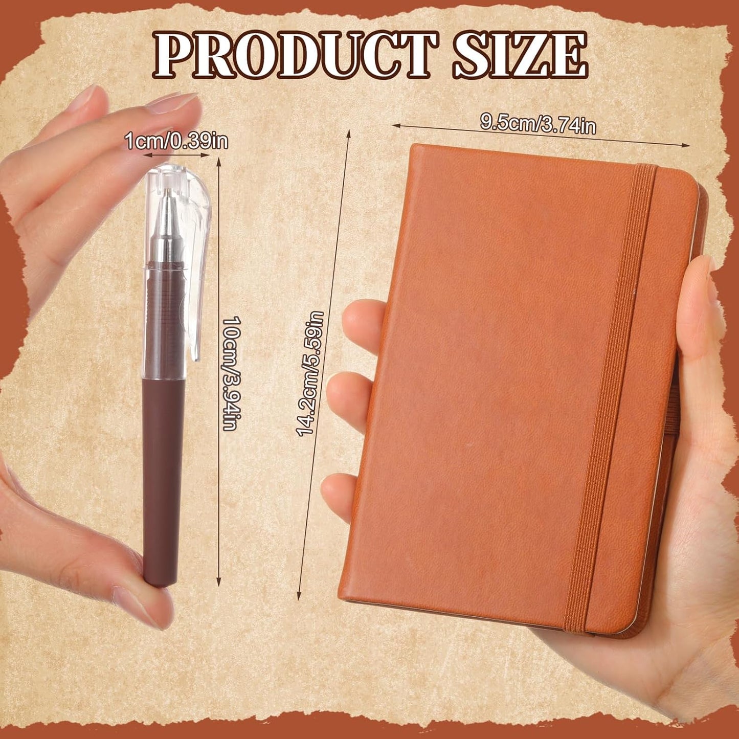 25 Pack Pocket Small Notebook Journals with Pen 5.6'' x 3.7'' Mini Journaling Notepads A6 Ruled Journals Hardcover Lined Notebook Bulk with Pen Holder for Office School Memo(Vintage Colors)