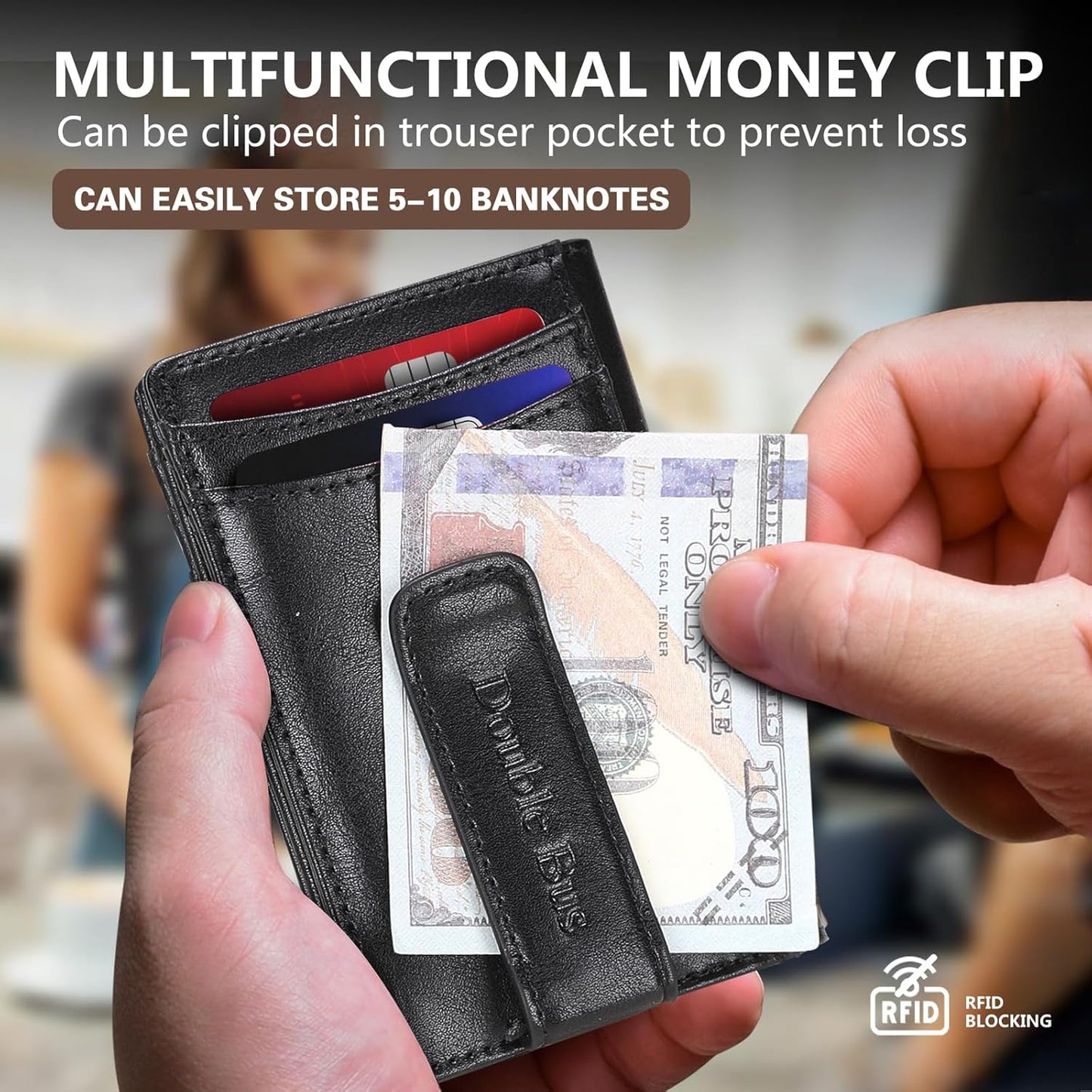 Slim Wallet for Men Credit Card Holder Wallet RFID Blocking Bifold Mens Slim Wallet,Thin Minimalist Front Pocket Mens Leather Wallets,Smart Security Mini Small Compact Wallet & Money Clip