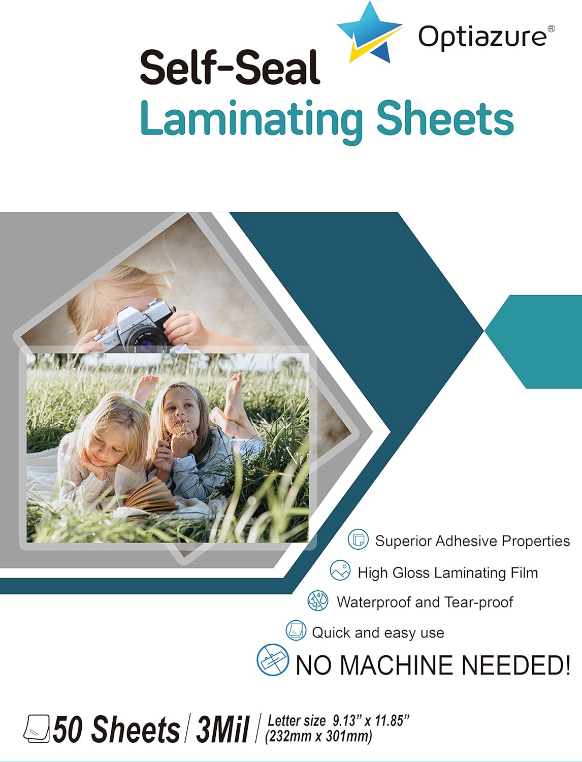 Self-Seal Laminating Sheets 9.1"x11.8" Inches, 3mil 50Pack, Letter Size, Single Sided