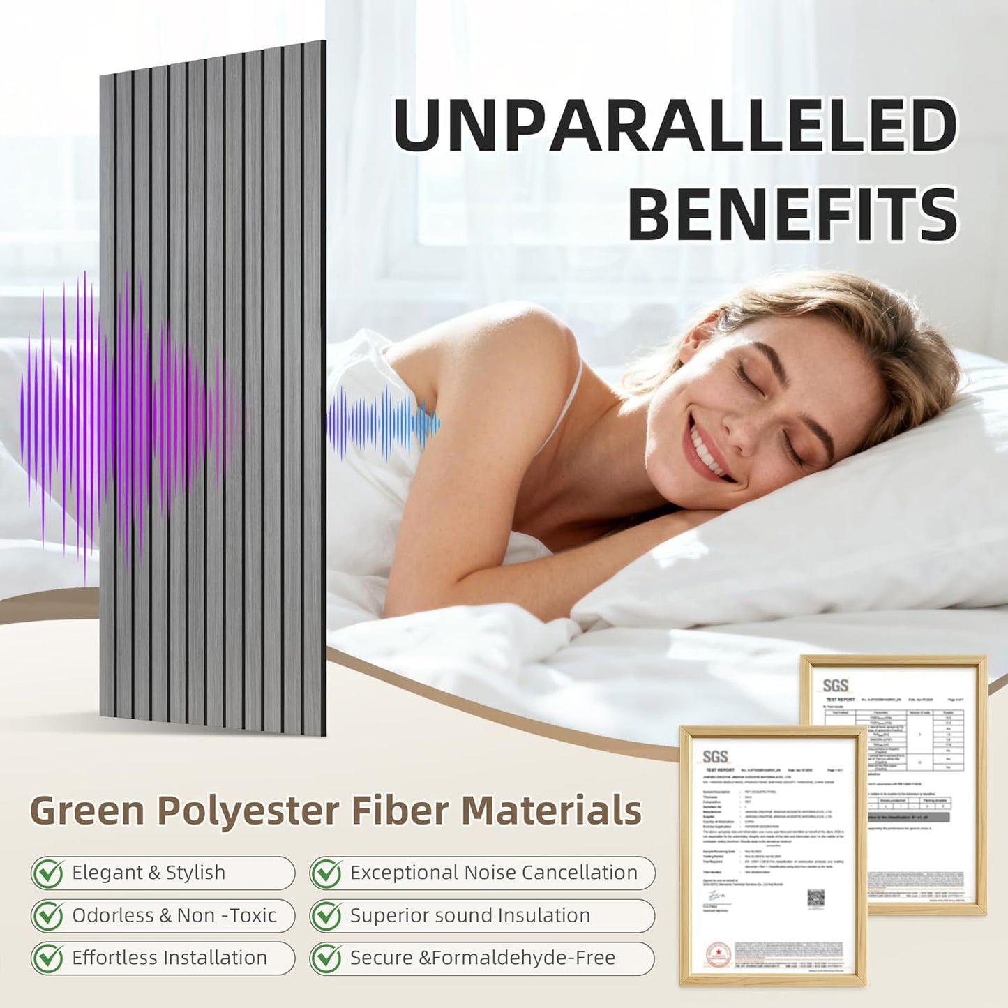 TO-TH Wood-Look Acoustic Panel, 4 Pack 47.2” x 23.6” Soundproof Wall Panels, Decorative Sound Absorbers Large Acoustic Panels for Home, Office, Basement, Gray Oak