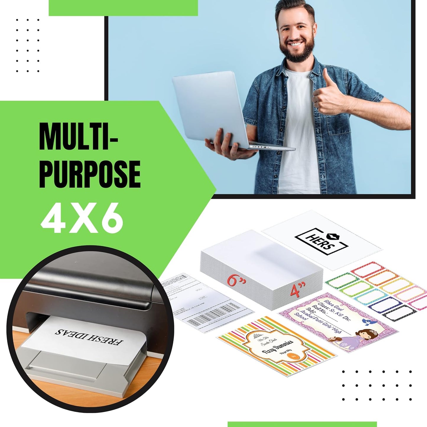 JETZAP Pre-Cut 4x6 Shipping Labels | Work on Most Inkjet and Laser Printers | Just Load & Print | USPS UPS FedEx for Home Printers | 120 Pack
