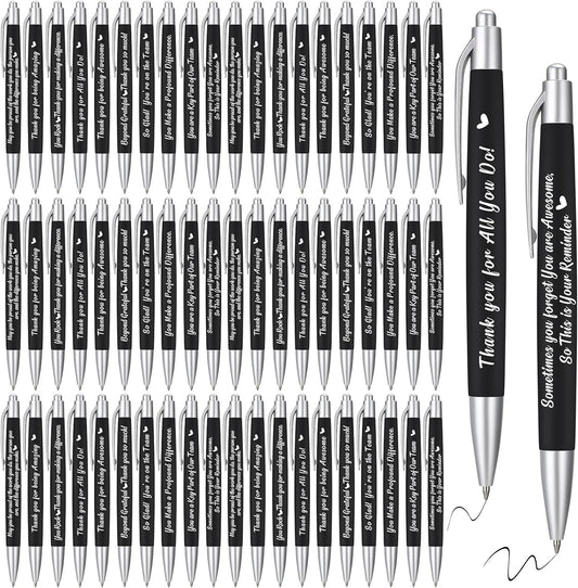 Yeaqee 100 Pcs Inspirational Pens Employee Appreciation Back to School Gifts Motivational Thank You Metal Greeting Quote Ballpoint Pen for Coworker Teacher(Black,Positive)