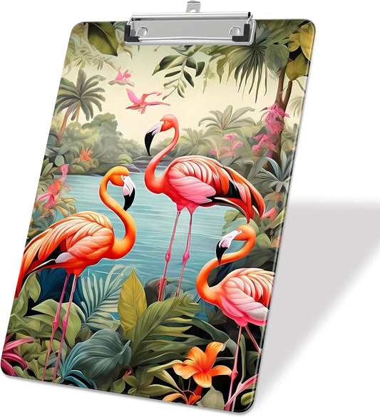 Tropical Flamingo Plastic Clipboards,Decorative Plastic Acrylic Clipboard for Teacher Social Worker Students Office Supplies 8 * 12