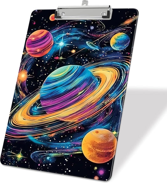 Planet Galaxy Plastic Clipboards,Decorative Plastic Acrylic Clipboard for Teacher Social Worker Students Office Supplies 8 * 12