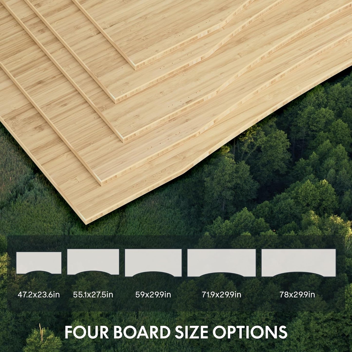 FLEXISPOT E6 Essential Bamboo 3 Stages Dual Motor 55x28 Inch Electric Height Adjustable Standing Whole-Piece Board Desk Sit Stand Up Desk (Black Frame + Bamboo Curved Desktop)