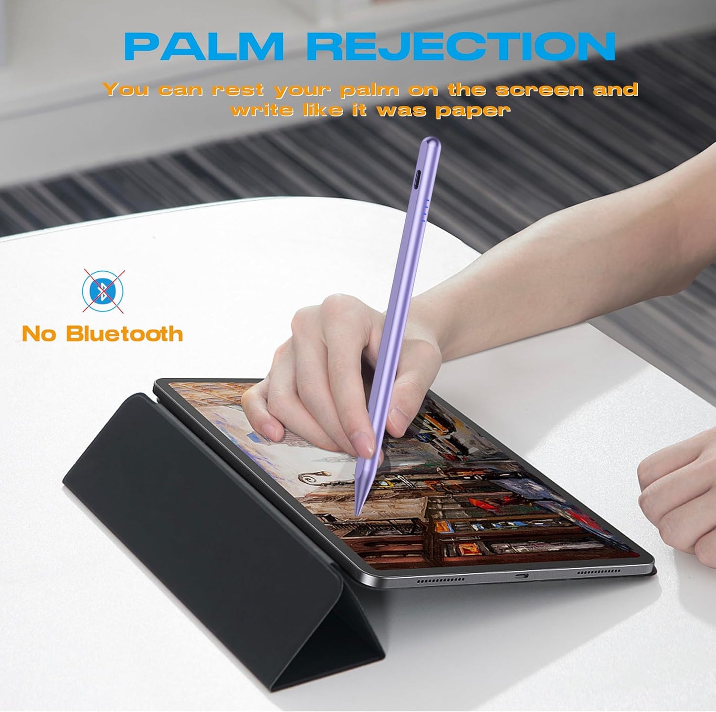 Stylus Pen for iPad 2018-2025, 20Mins Fast Charge for Apple Pencil with Tilt & Palm Rejection, Active Pens Compatible with iPad 6th-10th/A16, Pro 13" 12.9"/11”M4, Air 3/4/5/M2/M3, Mini 5/6 -Purple