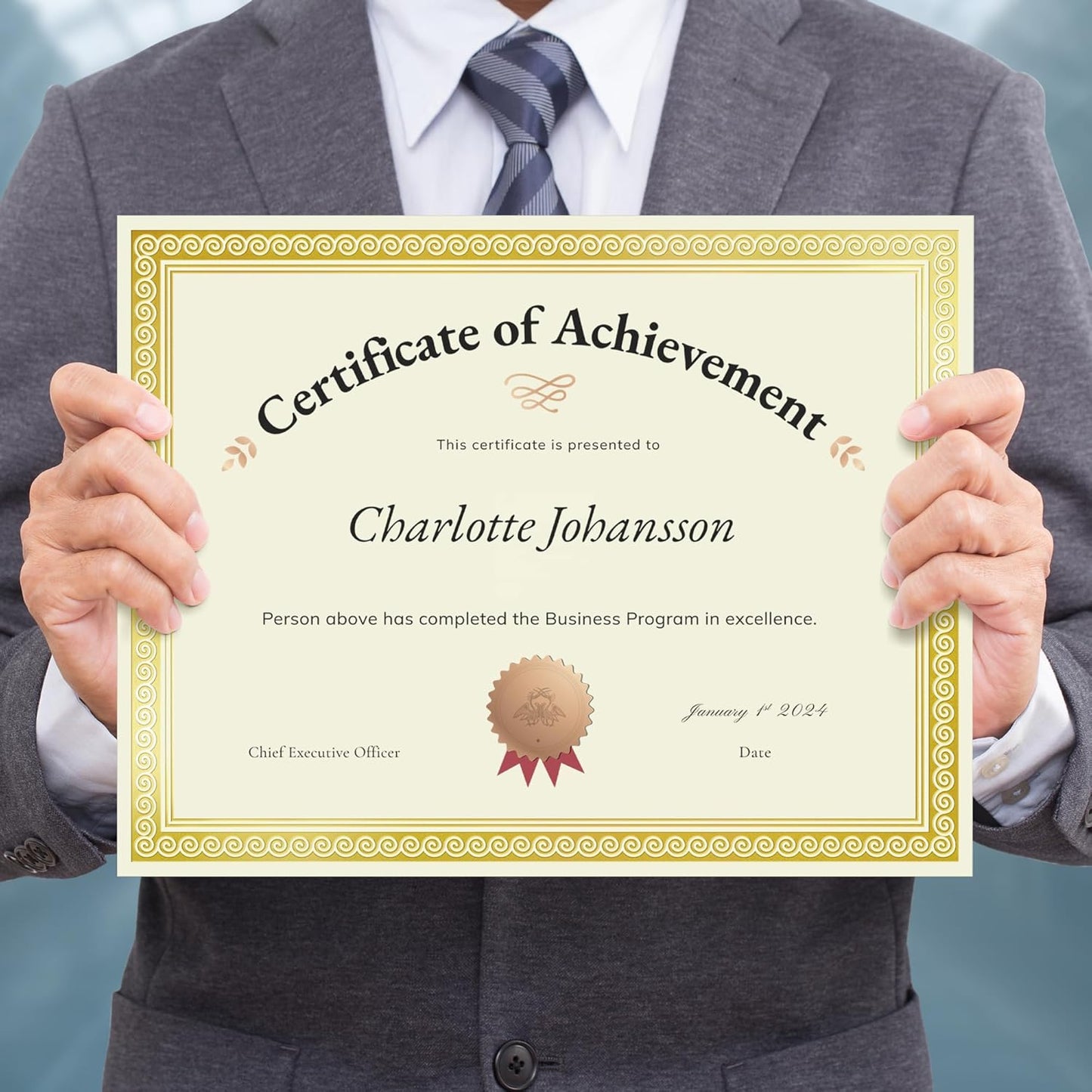 SUNEE 200 Sheets Certificate Papers - Blank Gold Foil Border, 8.5x11 for Diploma, Certificates, Participation Awards, Document Cardstock Paper and Inkjet Printer Friendly (Ivory)