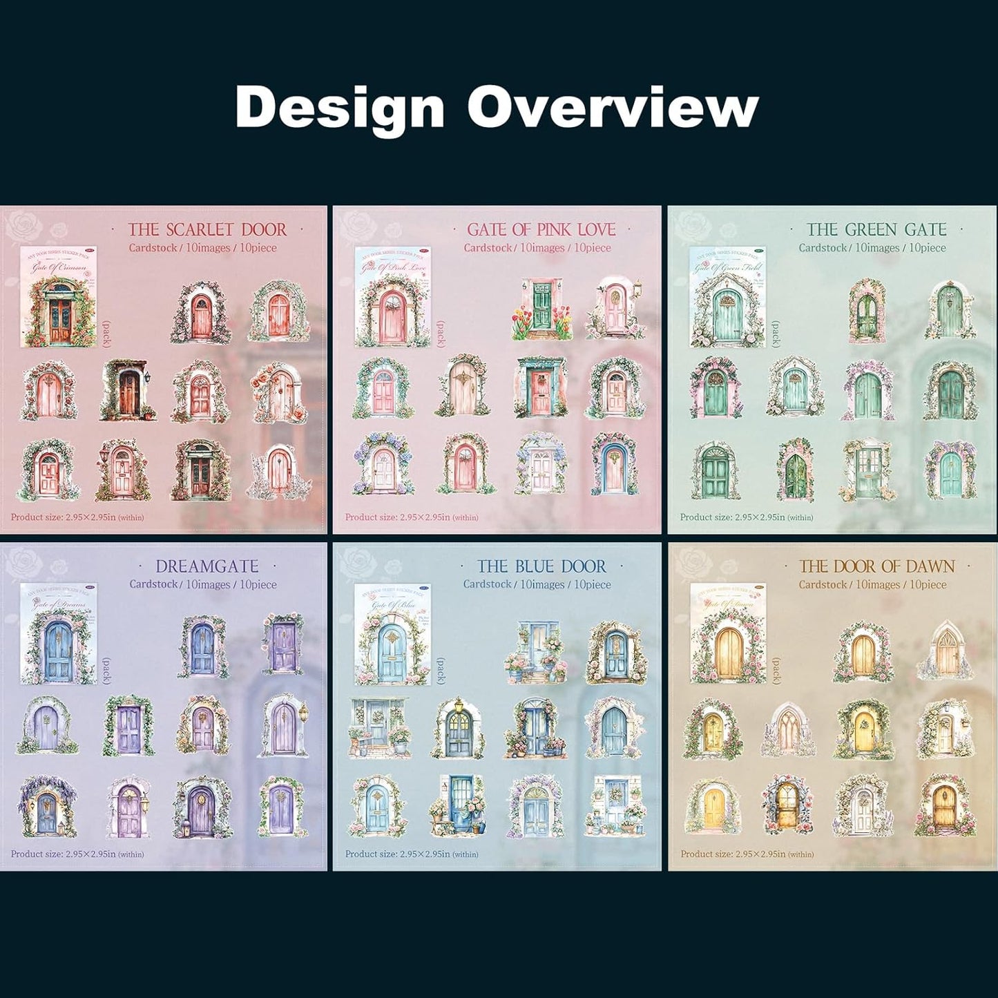 Pop-up Door Cardstock Sticker Set, 60PCS Fantasy Portal Stickers for Scrapbooking, Journaling, DIY Crafts and Planner Decoration