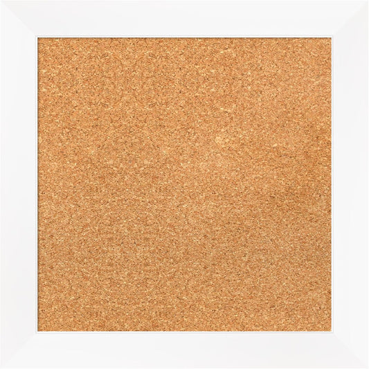 Amanti Art Natural Cork Board for Wall, 19x19 Vision Board with White Frame, Small Corkboard Office Decor for Home Organization, Modern Corkboard Pinboard to Display Items for Home Organization in