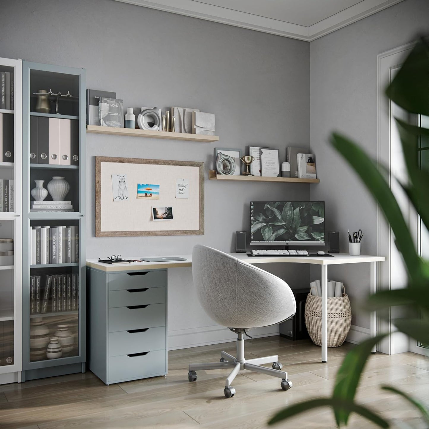 U Brands Linen Bulletin Board, 36" x 24", Rustic Wood Style Frame, Industrial Grade Pinning Surface