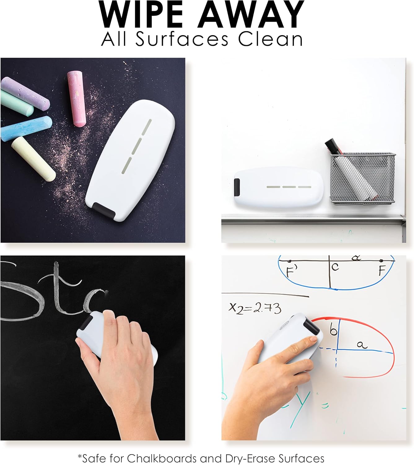 Loddie Doddie Chalkboard Cleaner Spray & Magnetic Eraser All-in-One Kit - Removes Liquid Chalk Marker & Ink from Chalk Board, Whiteboard, Dry Erase Marker Board - Dry Erase Cleaner - Chalkboard Eraser