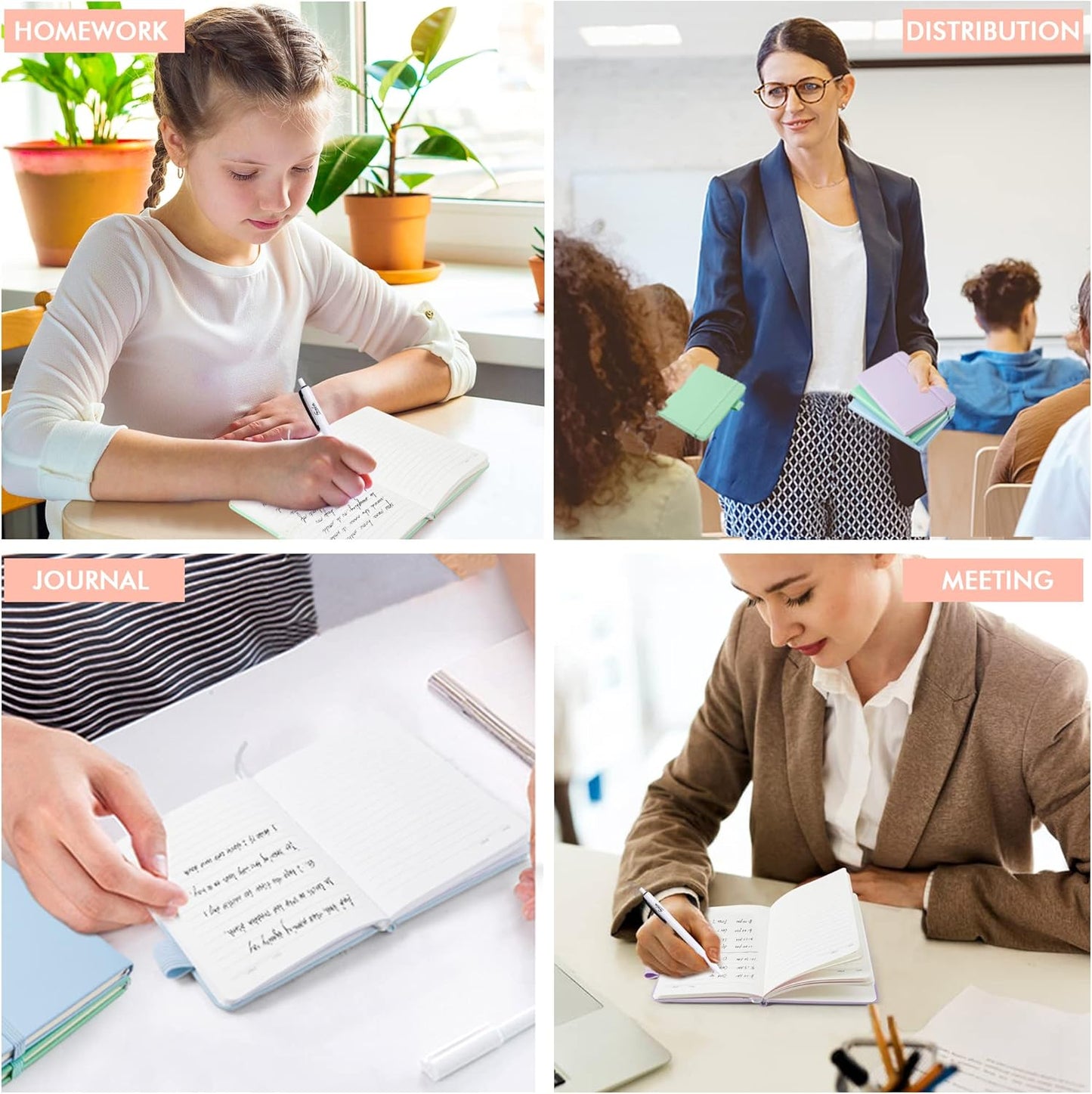 feela 3 Pack Pocket Small Notebook Journals, Mini Cute Hardcover College Ruled Notepad Women Office Supplies, with 3 Black Pens, 3.5”x 5.5”, A6, Pastel Colors, Light Blue, Light Purple, Light Green