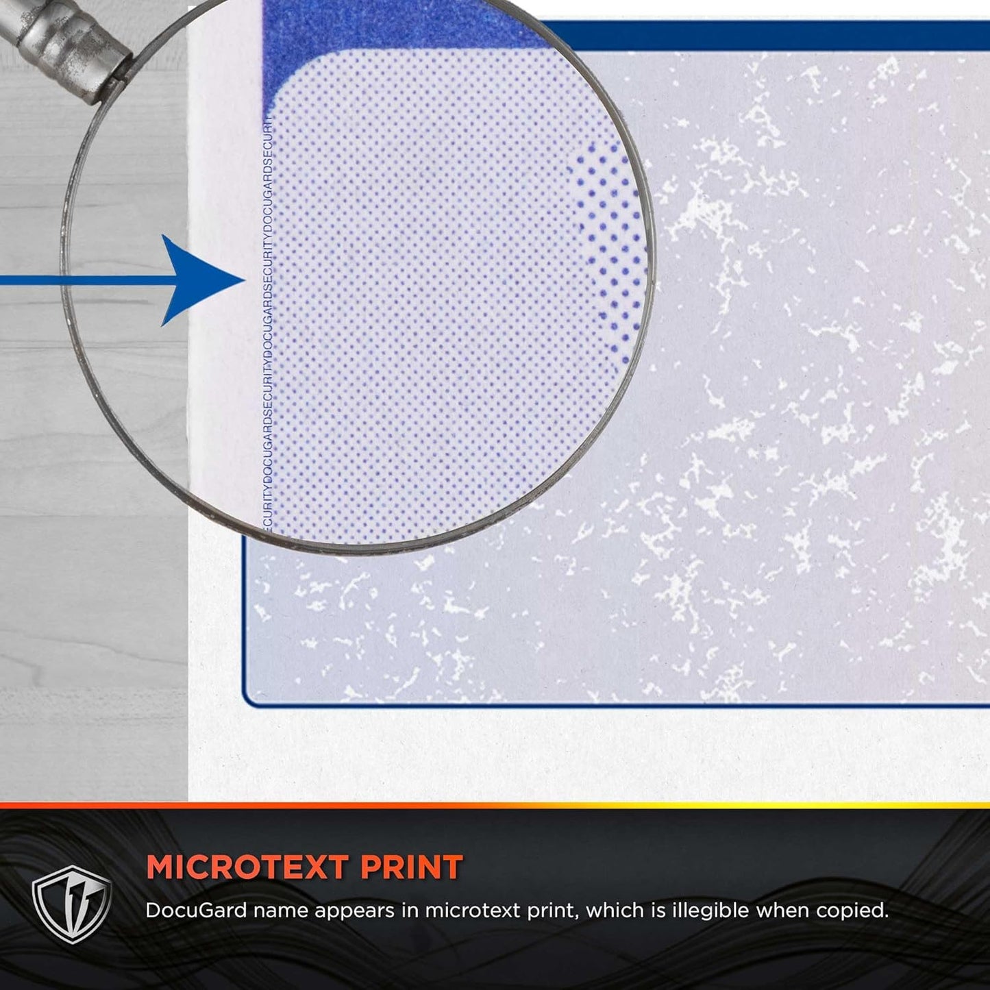 DocuGard Blue/Red Premier Prismatic Bottom High Security Check Paper - Laser/Inkjet Printer Compatible - 13 Security Features - 500 Blank Business Checks (04536)