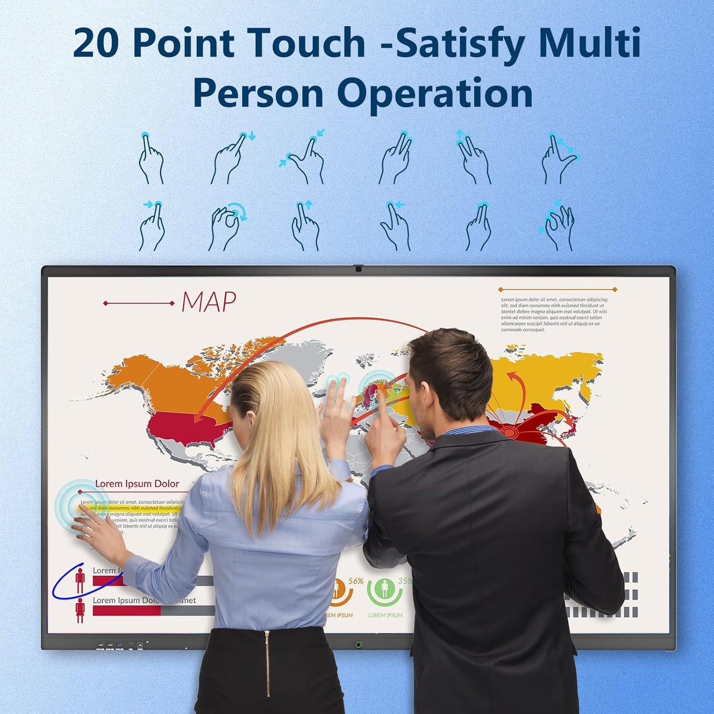 Smart Board,85 Inch Interactive Whiteboard 4K Touchscreen Built in Ultra High Definition Camera Open App Ecosystem, Digital Presentation Electronic Smart WhiteBoard for Classroom Home Office