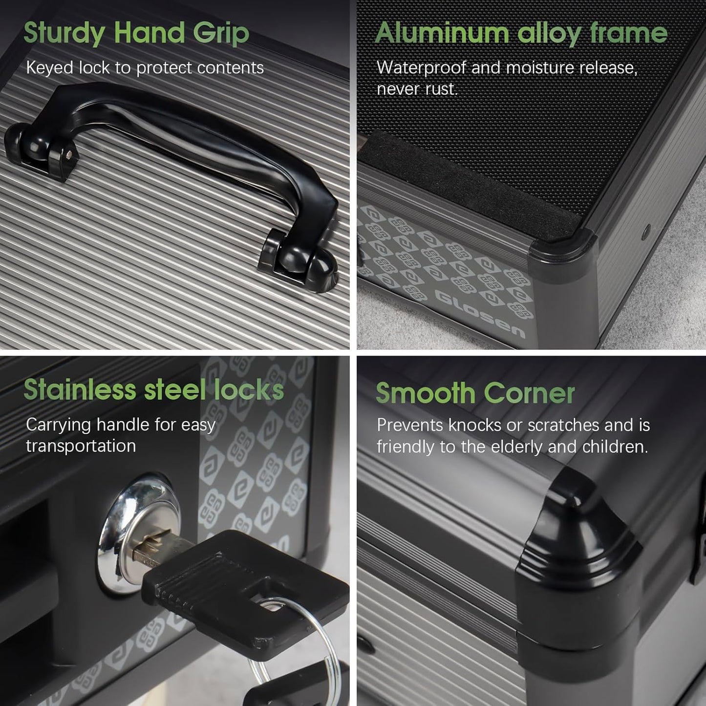 Cash Box with Lock, Money Box with Lock & Removable Coin Tray 11.4 * 5.3 * 13.5 inch (Black, Extra Large)