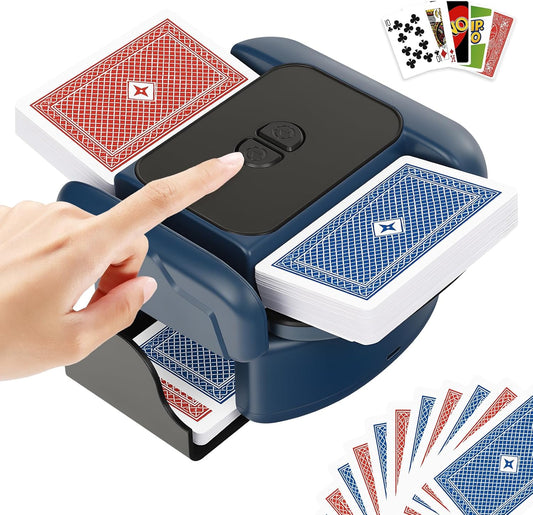 BEE&FLOWER Card Shuffler Rechargeable Automatic Shuffler Low Noise Fast Shuffle for 1–2 Decks with Auto/Manual Modes Compatible with Poker, Blackjack, Texas Hold’em, Bridge, Popular Card Games