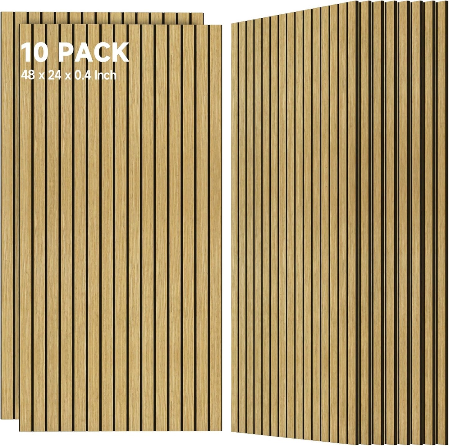 TO-TH 10 Pack Wall Tiles, 47.2” x 23.6” Sound Proof Panels for Walls, Art Wall Panels for Echo Absorption,Acoustical Barrier of Wood-Look Polyester Fiber for Home Office & Studio