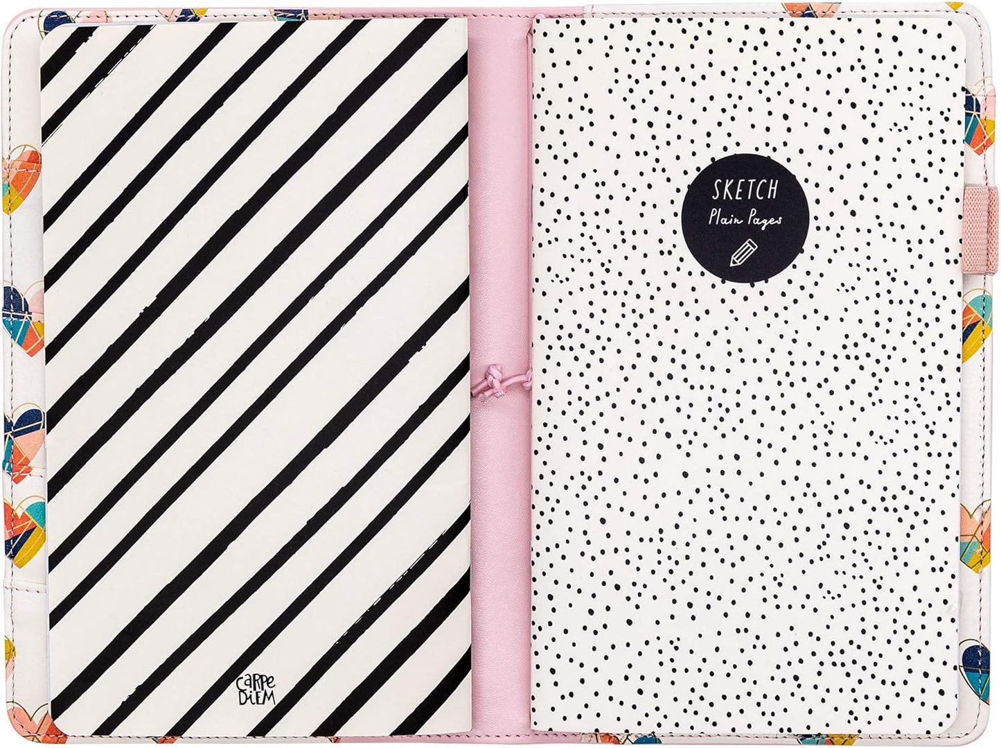 Pukka Pad, Carpe Diem Refillable Traveler’s Notebook Cover – Faux Leather Portfolio with Blank and Lined Notepads – Includes 6 Pockets, Pen Loop, and Elastic Closure – 8.5 x 5.5 Inches, Ballerina Pink