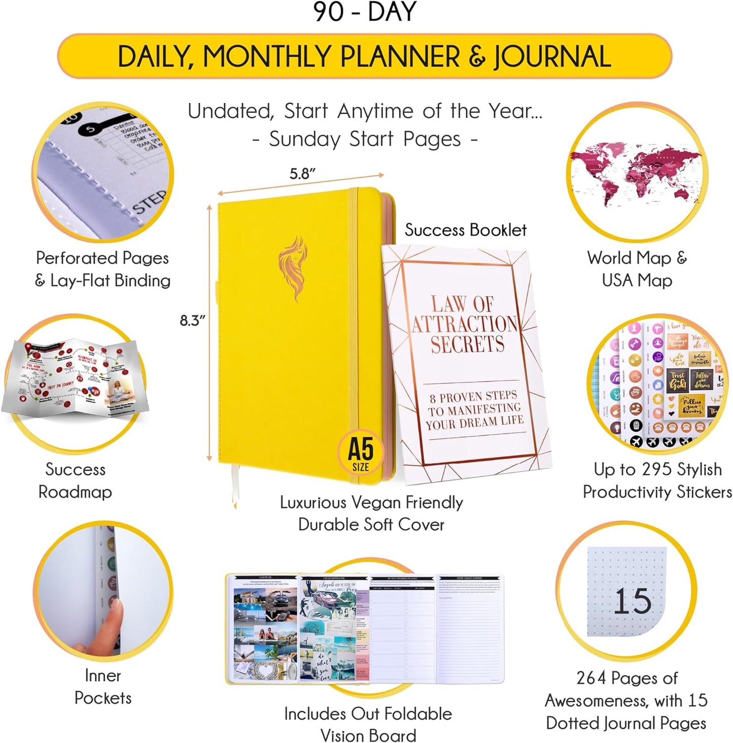 SMART ADHD PLANNER - Adhd Daily Planner - A Self Care Personal Gratitude Journal to Increase Productivity Weekly & Monthly Undated Planner for Women and Men, Vision Board & Organizer + Stickers
