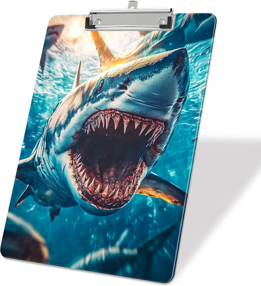 Blue Fish Plastic Clipboards,Decorative Plastic Acrylic Clipboard for Teacher Social Worker Students Office Supplies 8 * 12