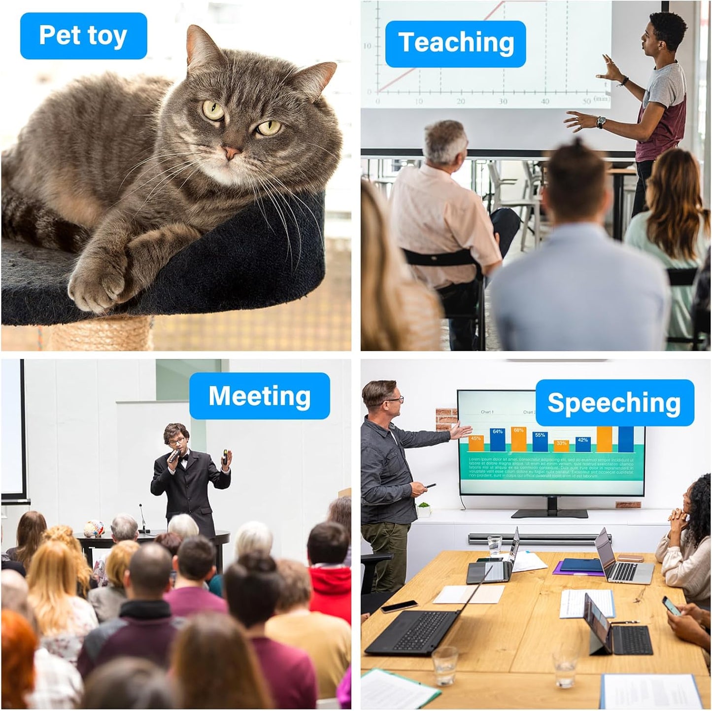 Presentation Clicker Remote Pointer Cat Toy, Wireless Presenter Presenter Clicker USB Control for PowerPoint Presentations, PPT Clicker Remote with Red Light Pointer for Cats Dogs