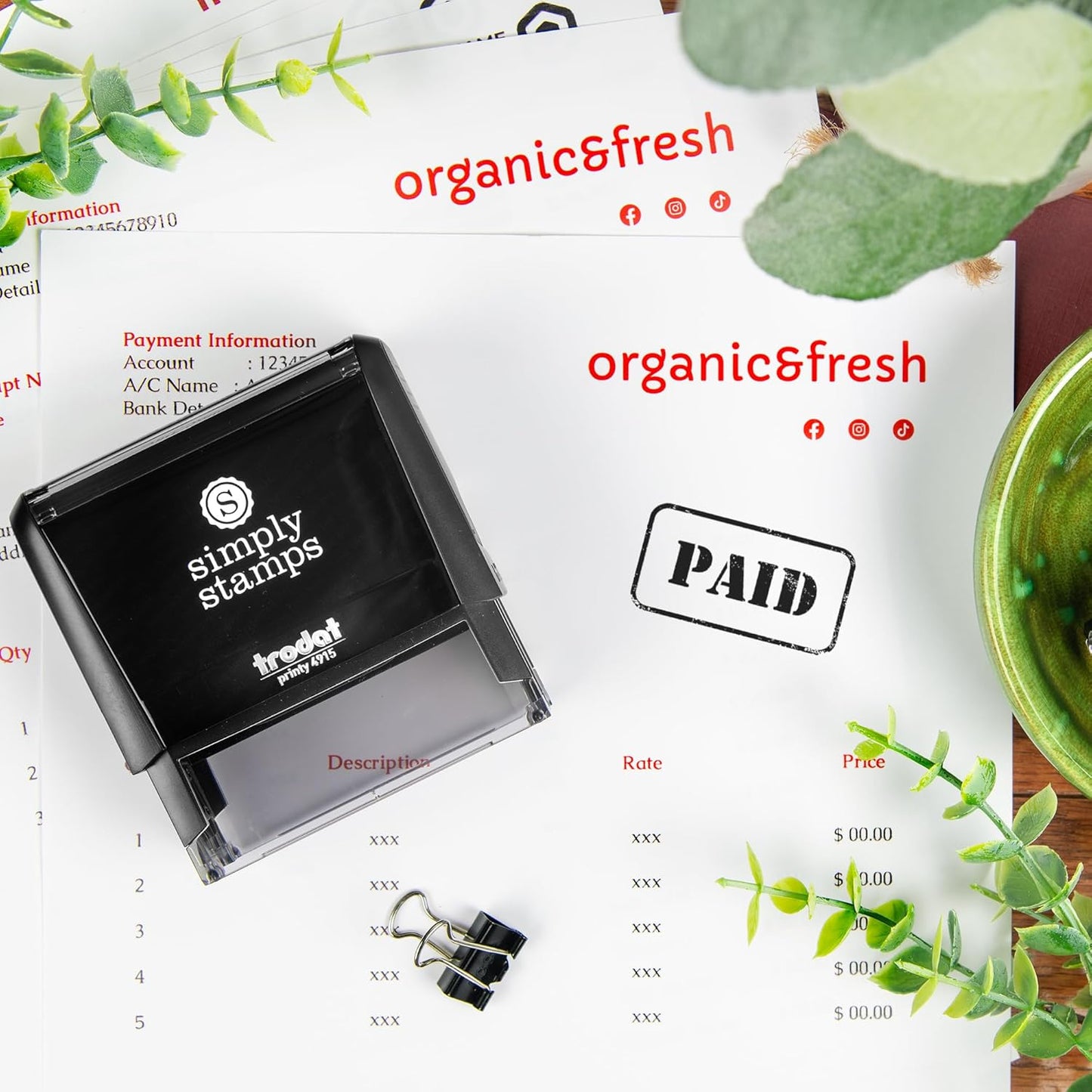 Paid Office Stamp | 4 Different Sizes | 20 Designs | Multiple Color Options | Perfect for Quick Validation of Office Documents (Paid, Xtra Wide)