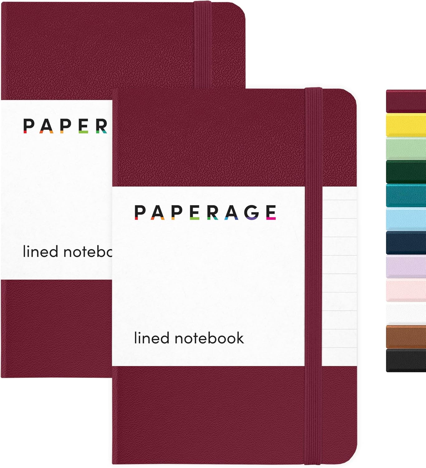 PAPERAGE Lined Pocket Journal Notebook, 2 Pack, (Burgundy), 160 Pages, Small Notebook, 3.6 inches x 5.6 inches - 100 GSM Thick Paper, Hardcover