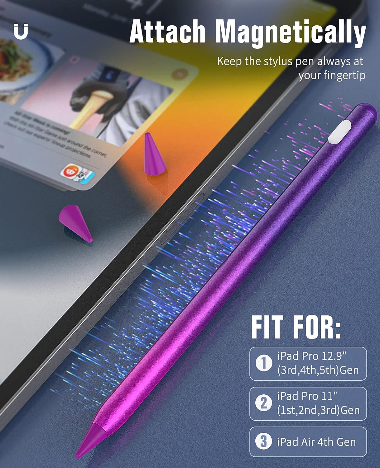 TiMOVO Stylus Pen for iPad, iPad Pencil 2nd Generation with Palm Rejection for 2018-2025 iPad 11th/10th/9th/8th/7th Gen, iPad Pro 13"/11"(M4)/12.9", iPad Air 11"/13" (M3/M2), iPad Mini 7/6th,Purple