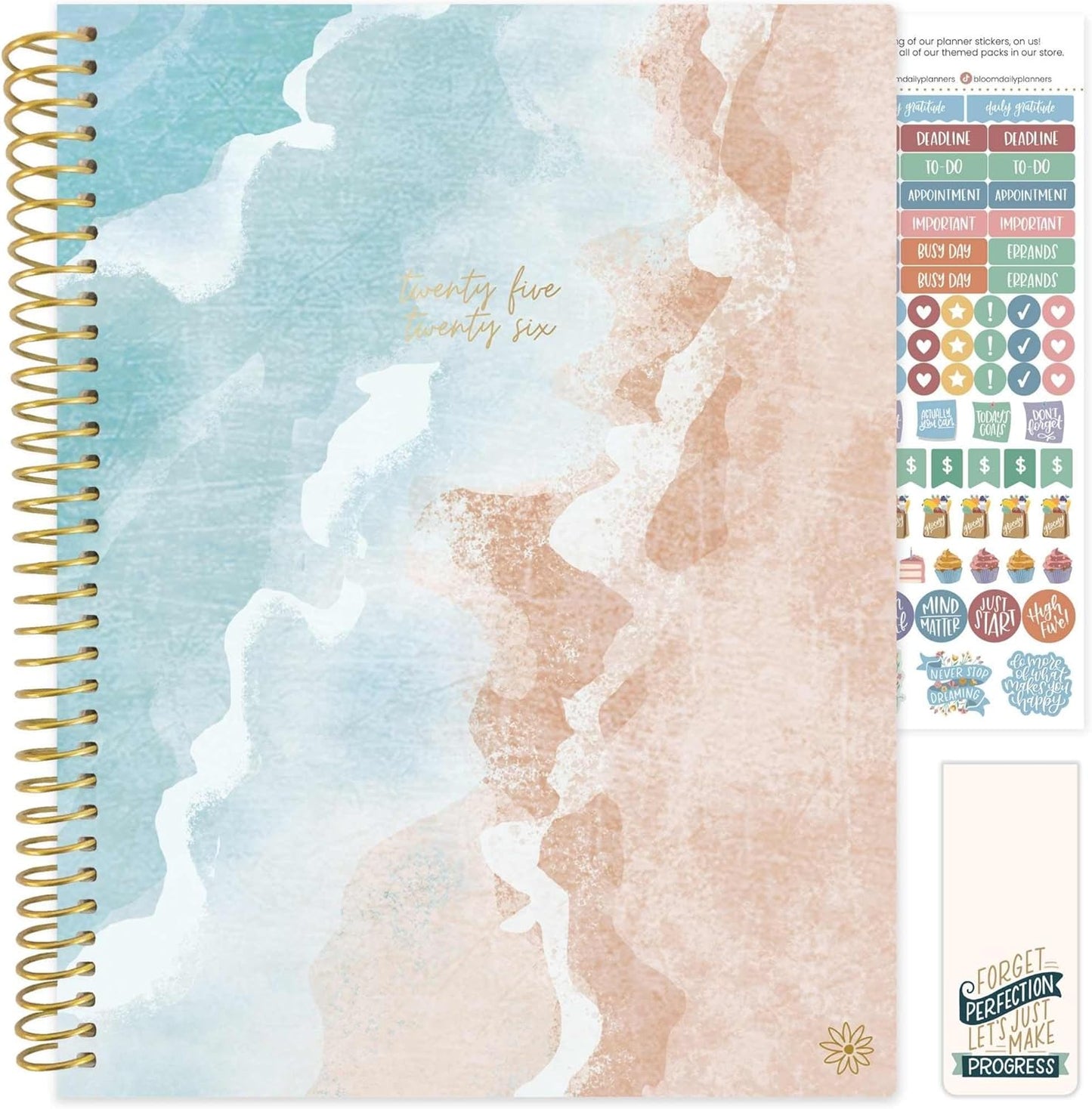 bloom daily planners 2025-2026 (8.5" x 11") Academic Year Day Planner (July 2025 - July 2026) - Weekly & Monthly Dated Agenda Organizer with Stickers & Tabs - Ocean Oasis