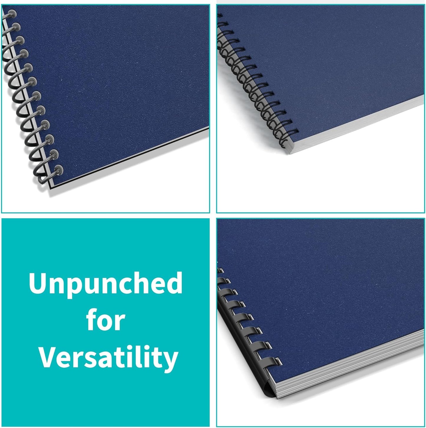 Binditek 25 Pack 16 Mil Sand-Textured Polycover, Heavy Weight Binding Front and Back Covers, Lightly Sanded Finish, 8-1/2" x 11", Square Corners, Un-Punched, Navy, Office Supplies