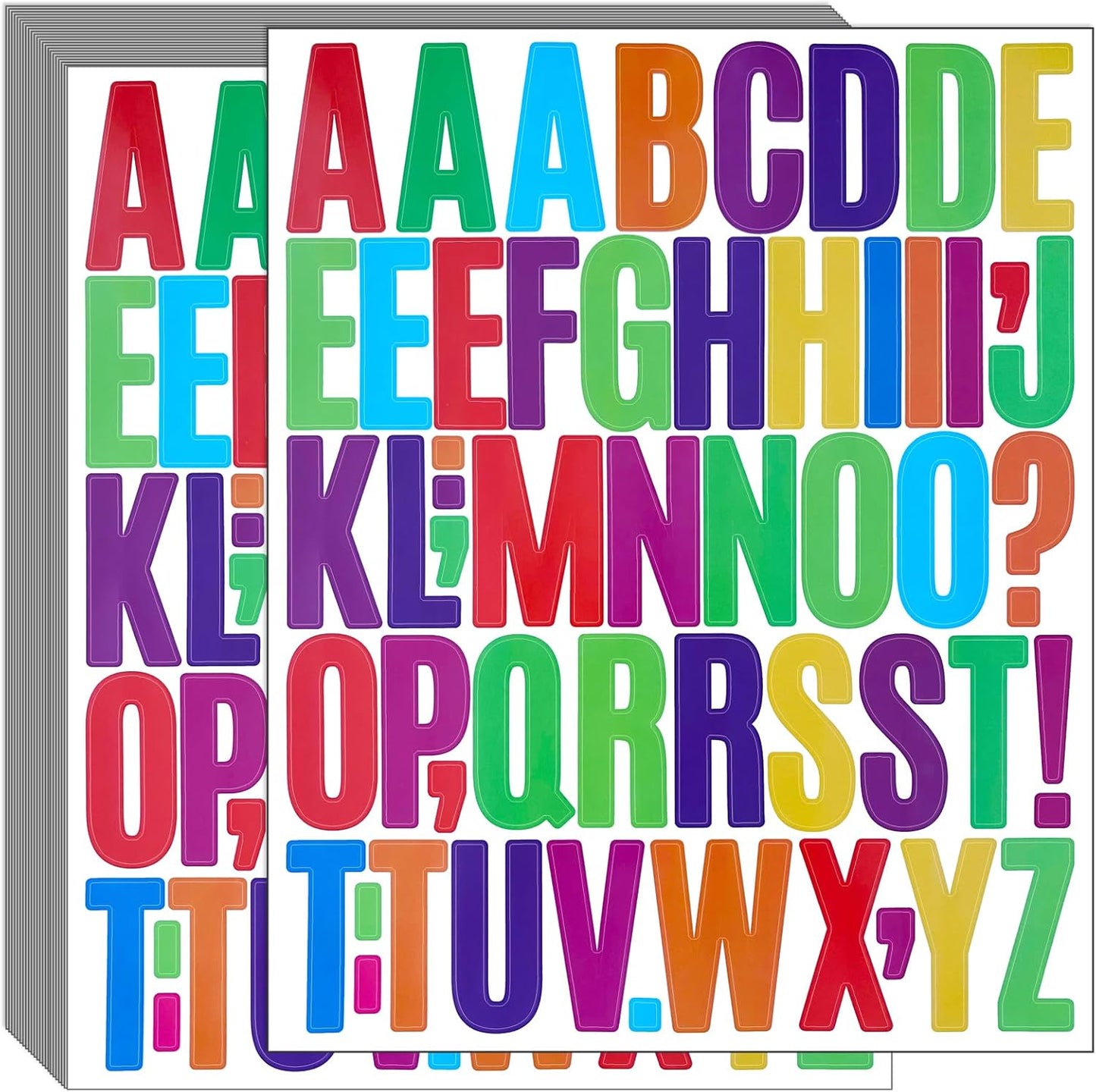 Bemeol 1248 Pieces Letter Stickers 24 Sheets 2 Inch Alphabet Letter Stickers Self Adhesive Sticker Letters for Bulletin Board Classroom Mailbox Door Home Decor(Colorful)