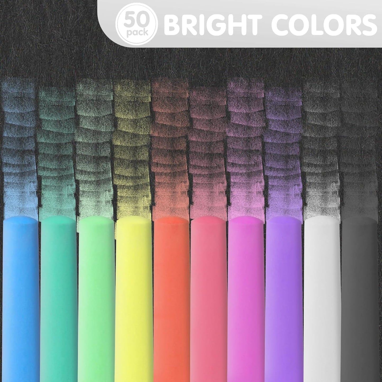 50 Pack White Sidewalk Chalks Washable Chalk for Kids Non-Toxic for Outdoor Art Play, Colored Chalk for Painting on Chalkboard, Blackboard and Playground(White)