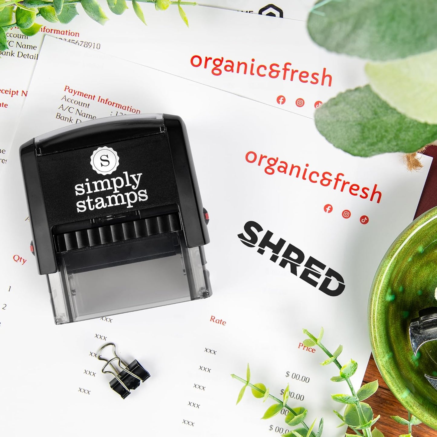 Shred Office Stamp | 4 Different Sizes | 20 Designs | Multiple Color Options | Perfect for Quick Validation of Office Documents (Shred, Medium)