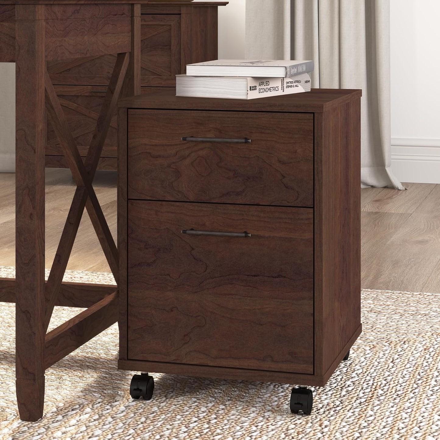 Bush Furniture Key West 2 Drawer Mobile File Cabinet in Bing Cherry
