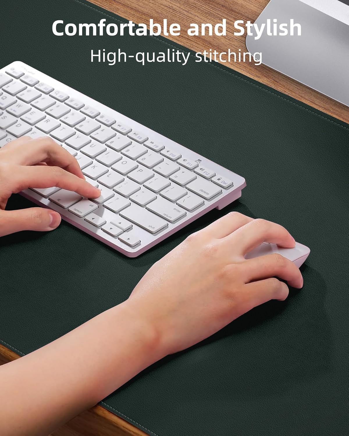 Large Desk Pad Leather Mouse Pad Computer Laptop Desk Mat Non-Slip Waterproof Table Blotter Desktop Writing Pad for Office and Home (Dark Green, 120 x 43cm)