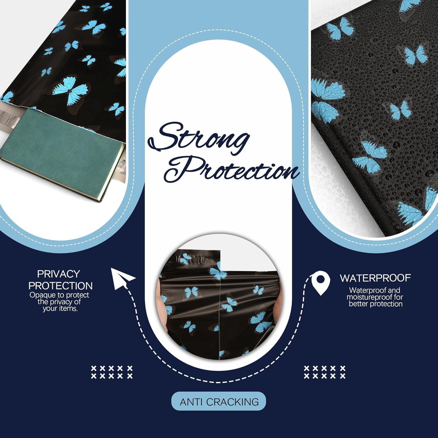 butterfly Poly Mailer 10x13 Inch 25 Pcs, Waterproof Shipping Bags for Clothing, Tear-Resistant Mailier Bags, Strong Mailing Bags with Self-Seal