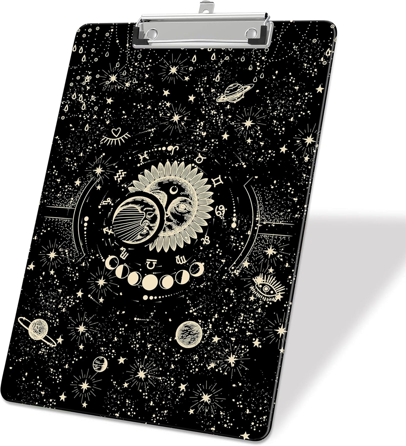 Golden Sun Moon Plastic Clipboards,Decorative Plastic Acrylic Clipboard for Teacher Social Worker Students Office Supplies 8 * 12