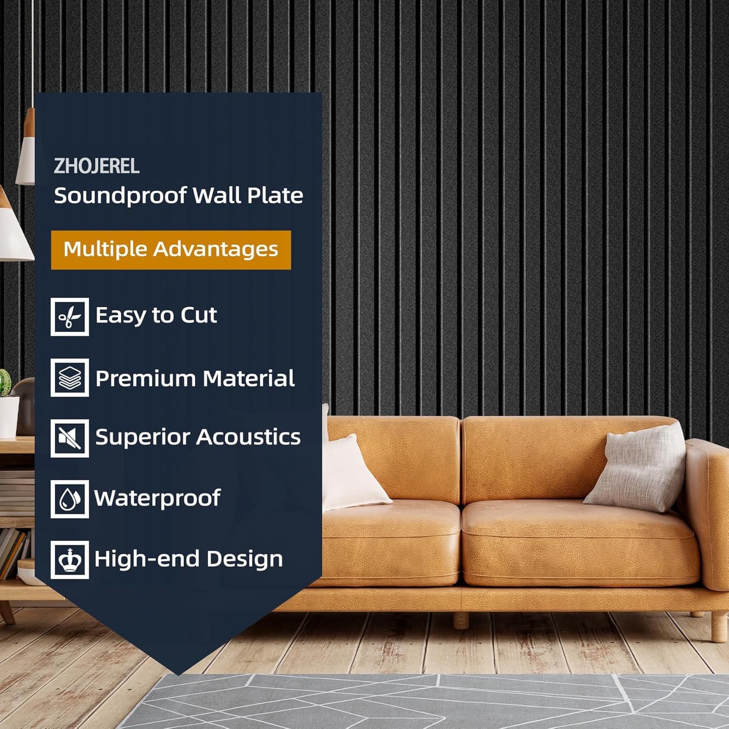 5 Pack Sound Proof Foam Panels for Walls 47.2"x23.6" Large Acoustic Panels Sound Absorbing, Self-Adhesive Soundproof Wall Panels for Home Studio, Office, Recording, Black Black