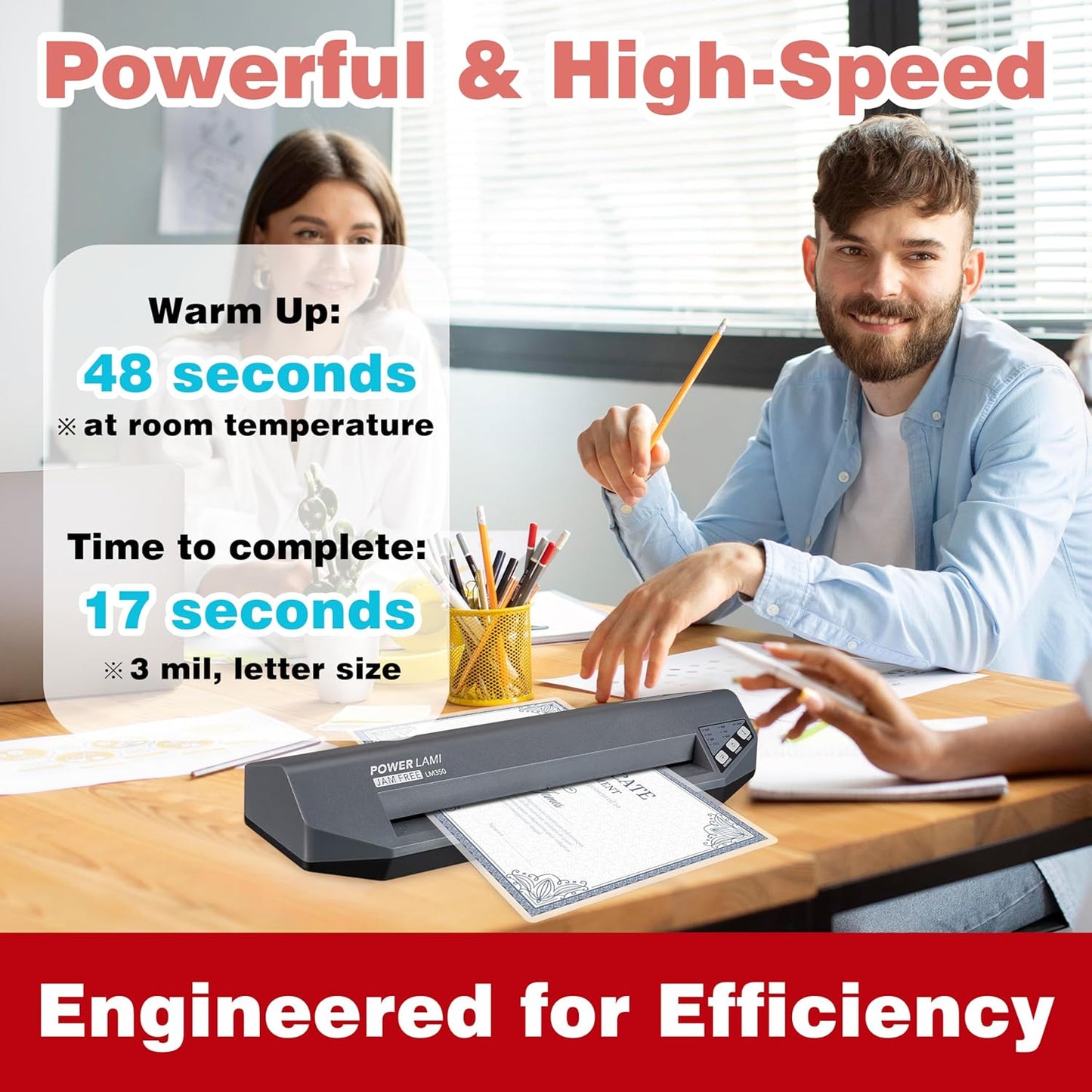 SINCHI 13" Thermal Laminator – 3–10 Mil, 48s Warm-Up, 17s/Sheet, Heavy Duty, Never Jam, Supports 10 Mil Pouches with Cardstock & Dark Prints – Includes 10 Sheets, Ideal for Office & Professional Use