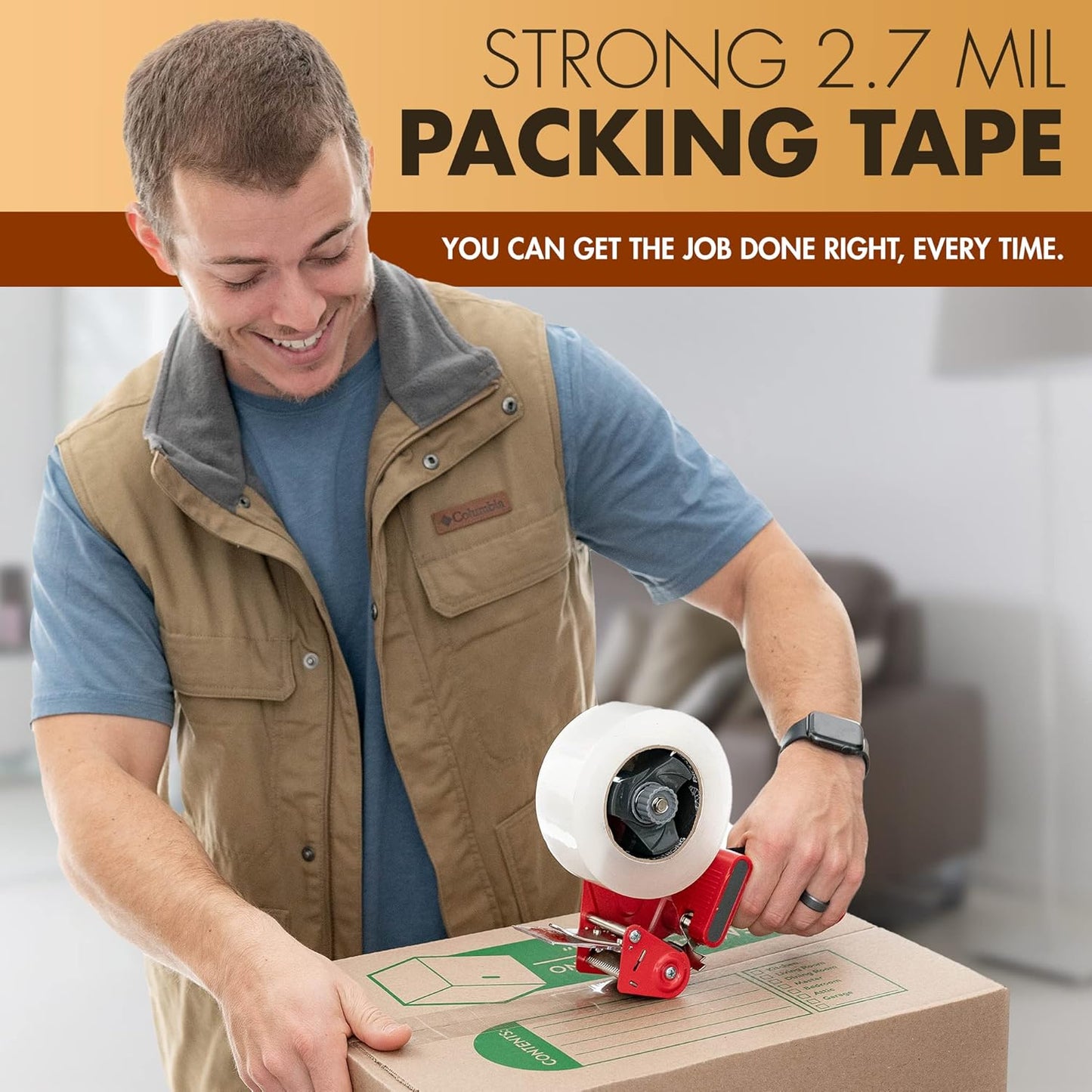 Packstrong Industrial Grade Clear Packing Tape 36 Rolls - 110 Yards per Roll - 2" Wide x 2.7 mil Thick, Acrylic Adhesive Heavy Duty Tape for Box Office Moving Packaging Shipping