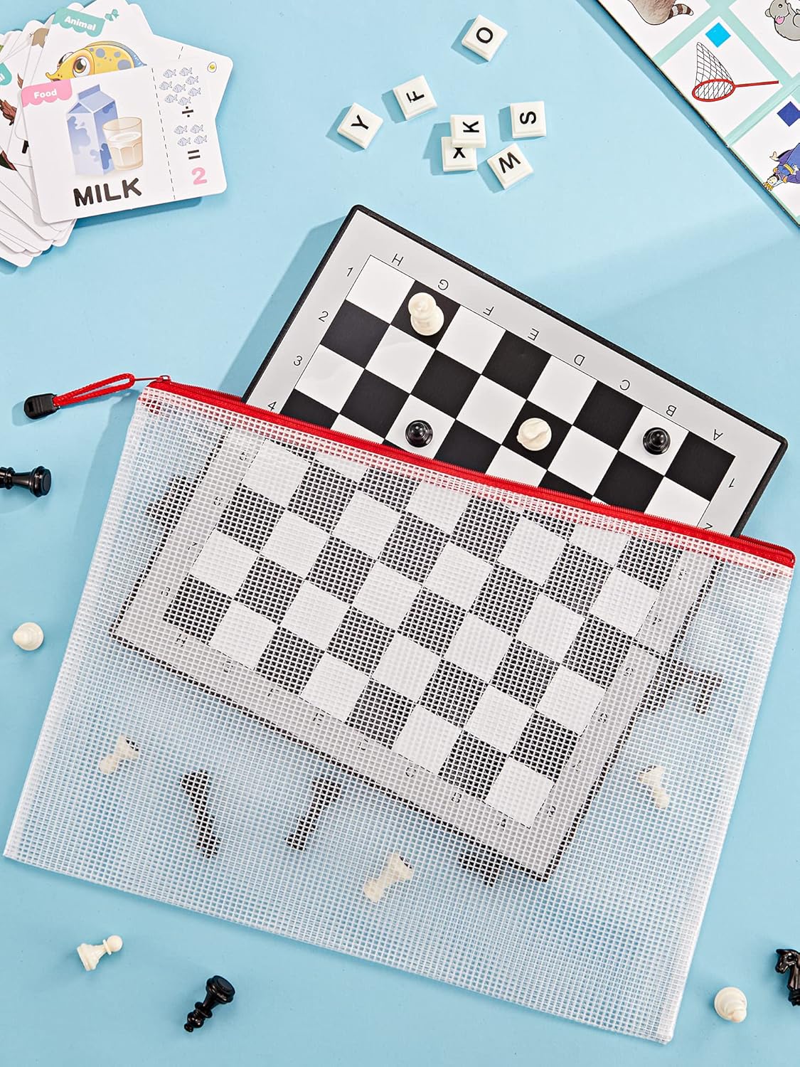 JARLINK 20 Pack 8 Sizes Mesh Pouch, 9 Colors, Waterproof Zipper File Bags Document Multipurpose Travel Bags for Office, School, Board Game, Puzzles, Cosmetics, Travel Accessories, and Home Organize