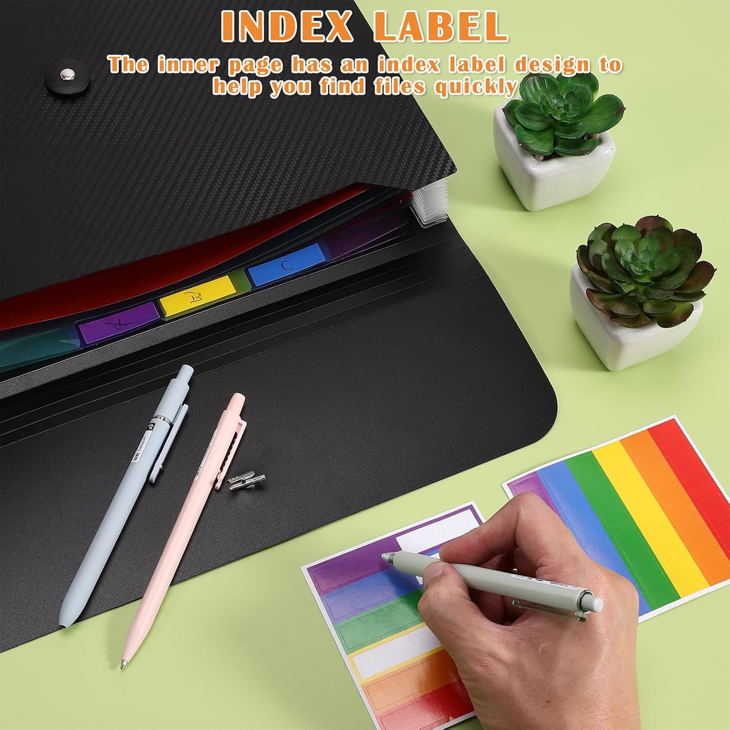 3 Pcs Accordion Folder 13 Pocket Expanding File Folder,Plastic Accordion File Organizer with Labels,Accordian Filing Folder,A4 Letter Size Paper Document Receipt Organizer for Office Home