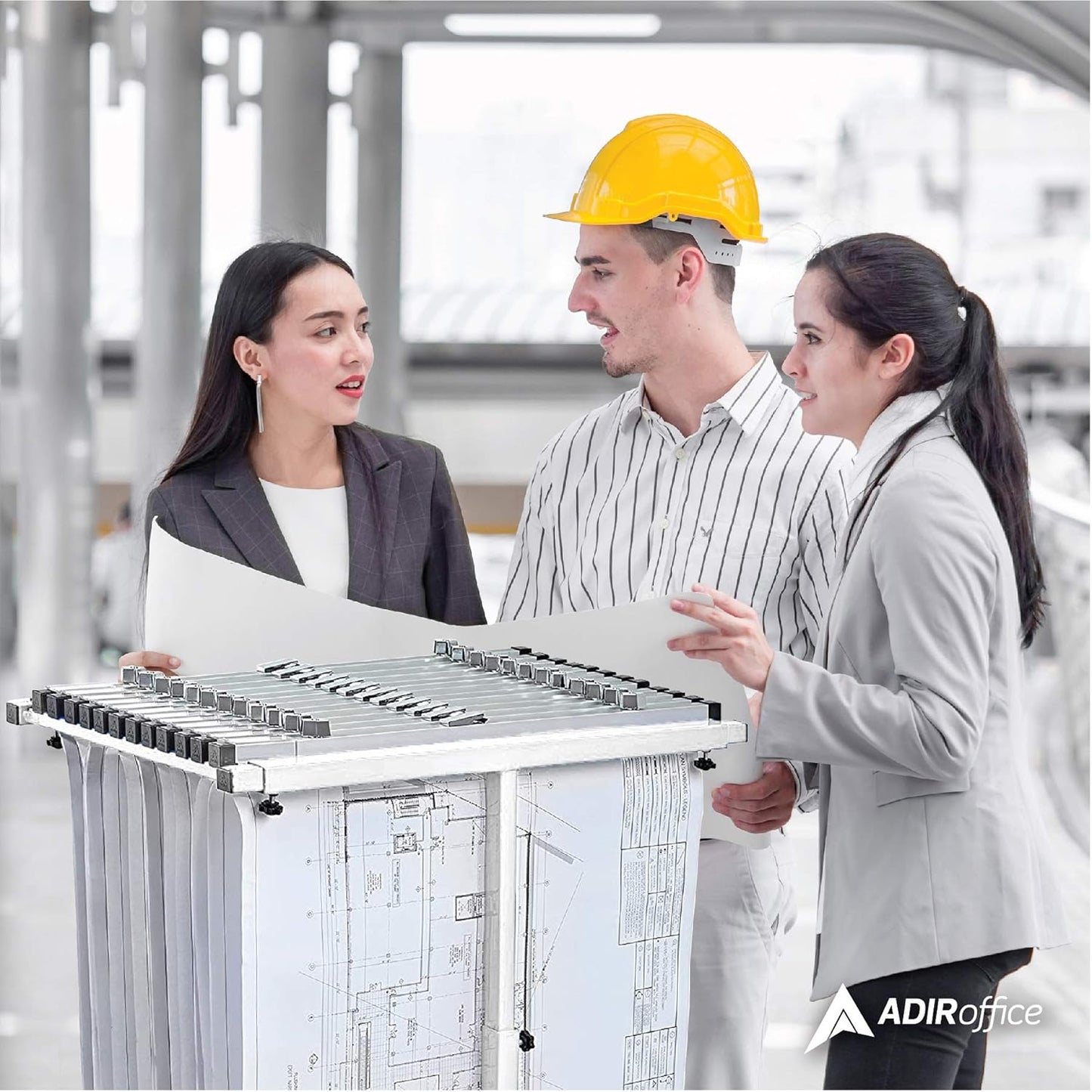 Adir Mobile Blueprint Holder - Adjustable Blue Print Storage Organizer and Construction Plan Holder – Plans Rack for Jobsite and Office (Without Blueprint Clamps)