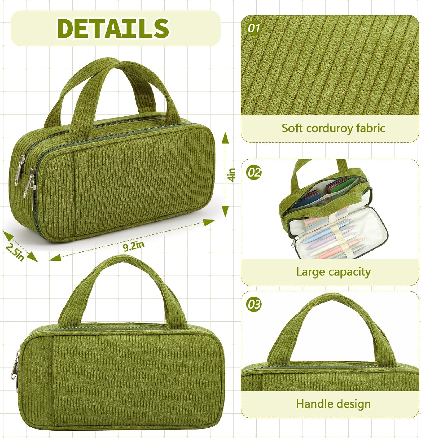 Jutom 39 Pcs Aesthetic Book Annotation Kit Highlighter with Pencil Case Bag Gel Pen Transparent Sticky Note Taking Bible Study College School Supplies(Green,Classic Style)