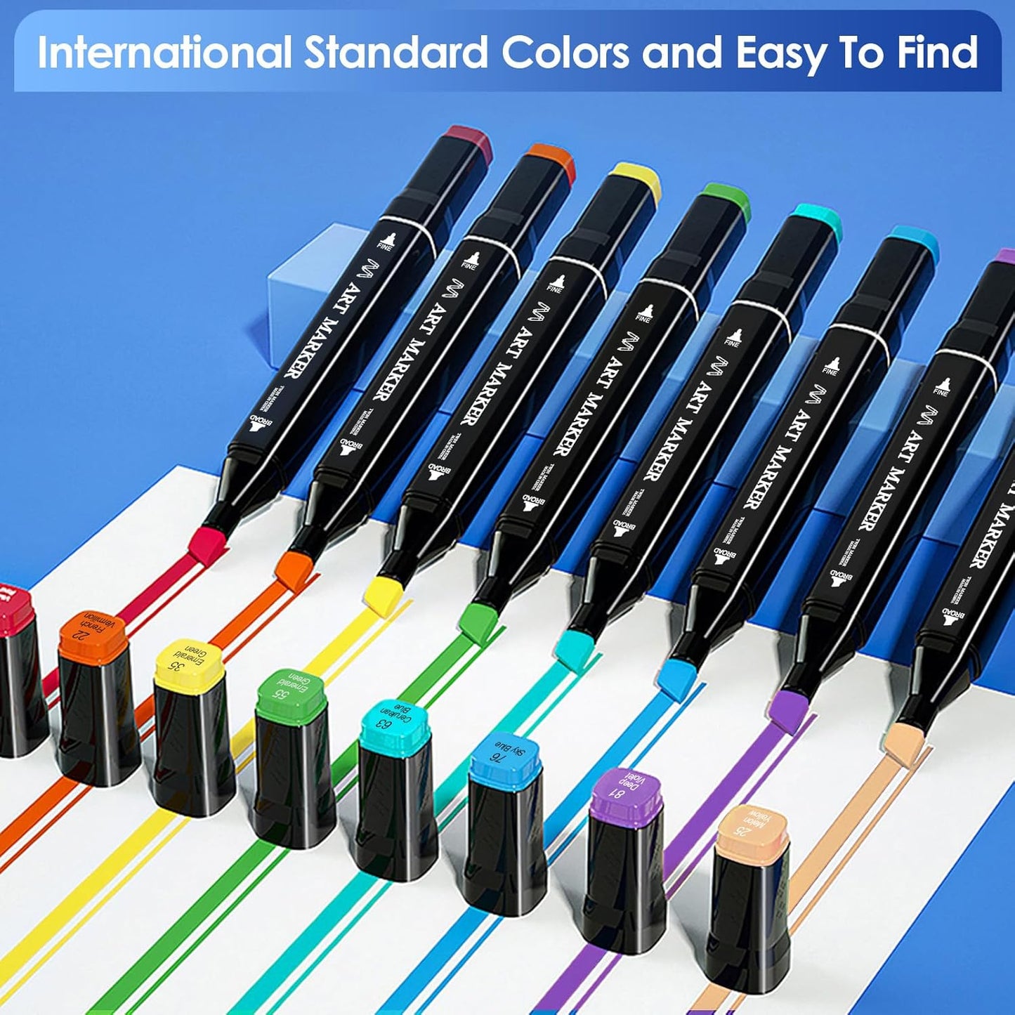 Banral 24 Colors Alcohol Markers Set, Dual Tip Alcohol Based Art Marker for Artists Kids Adult Coloring, Permanent Illustration Sketch Pens for Drawing