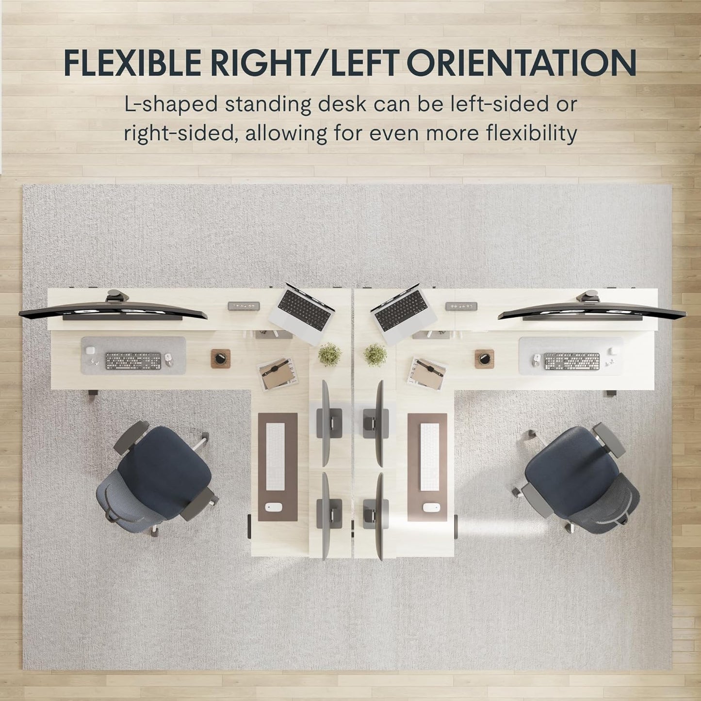 FLEXISPOT 63" L Shaped Standing Desk with Shelf Electric Corner Table, Drawers, Adjustable Computer Workstation for Home, Office,USB Charging Port, 63x55in, Light Maple Top + White Frame