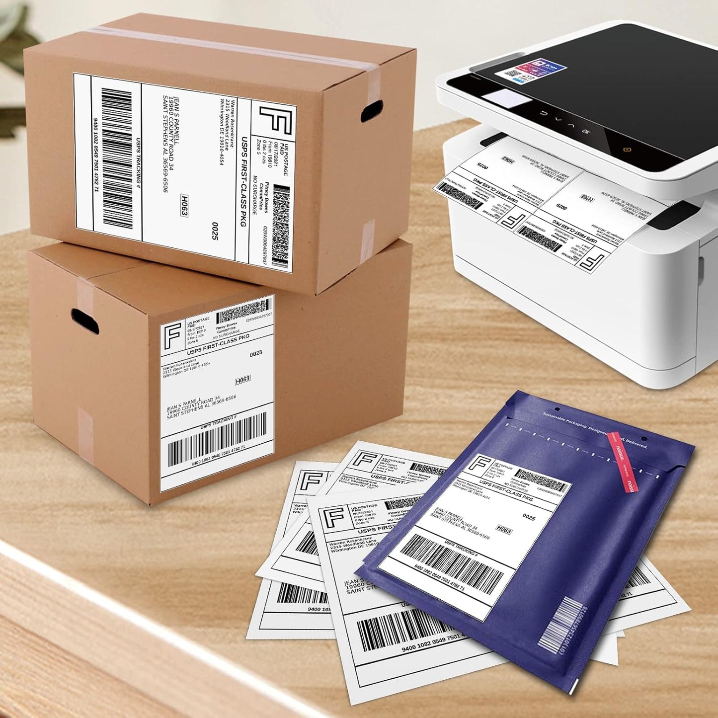 2000 Labels 8.5x5.5 Half Sheet Laser/Ink Jet Shipping Labels Mailing Blank Labels